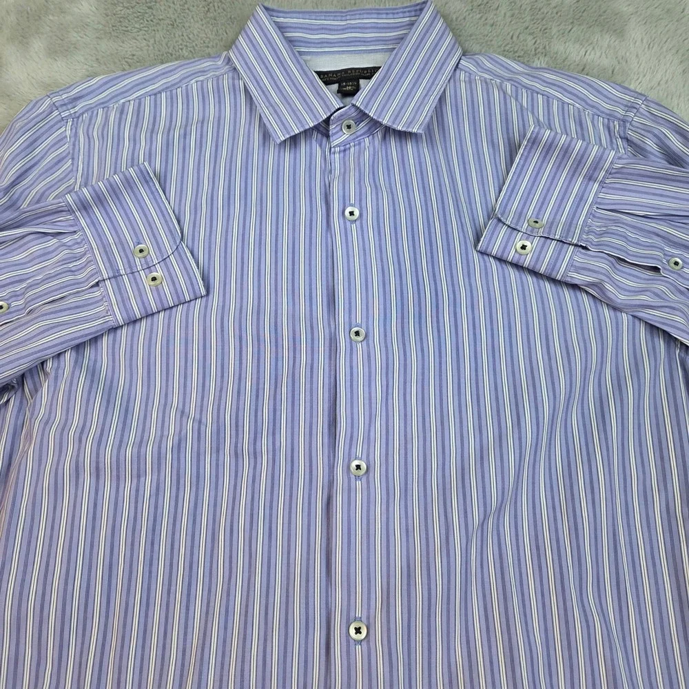 Banana Republic Soft Wash Tailored Slim Fit‎ Striped Shirt Mens Medium Purple